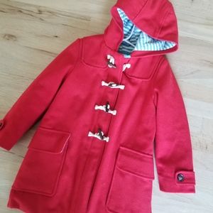 Mini Boden red Wool toggle coat size 6-7y